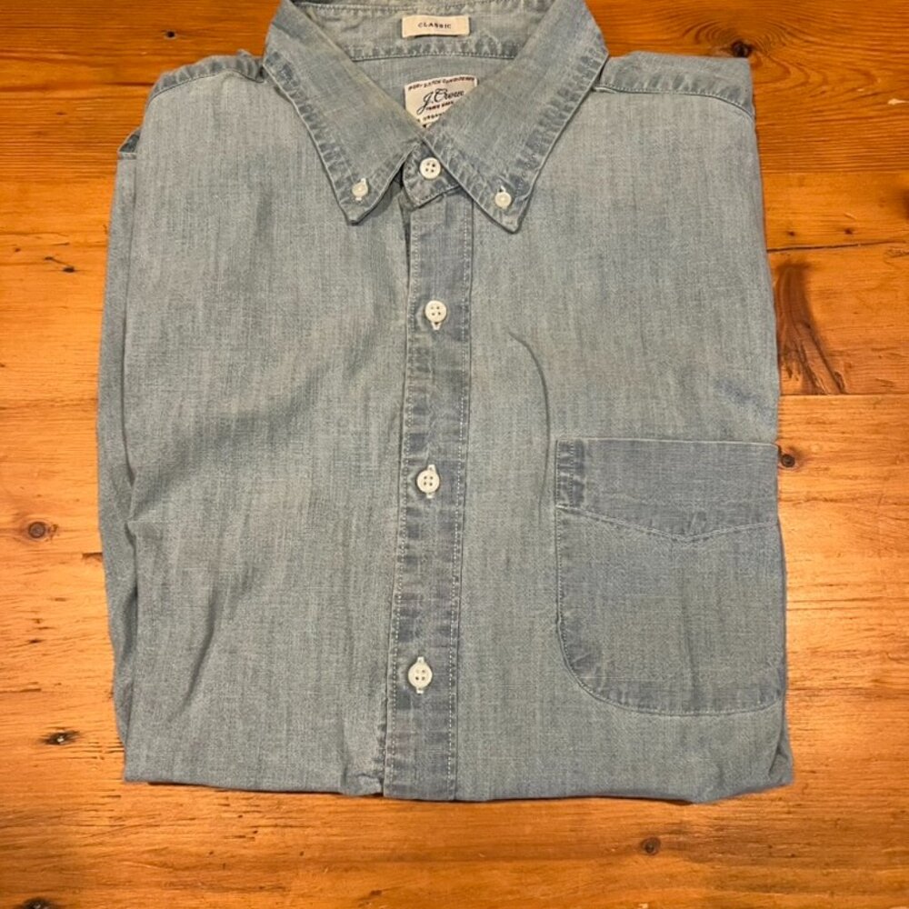 J.Crew Chambray Shirt Blue Classic - Large